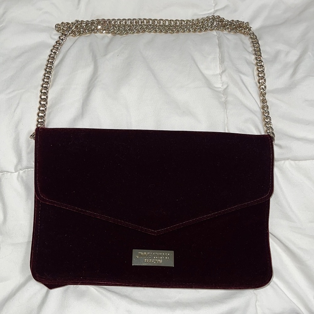Jimmy Choo Parfums Burgundy Velvet Chain Purse